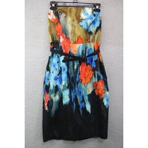 Moulinette Soeurs-Anthropologie Strapless Silk Blend Watercolor Dress-Size 4